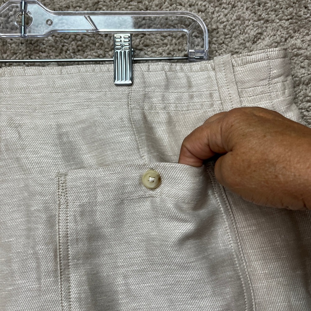 Perry Ellis Linen Blend Pants Mens 38x32 Beige Straight Leg Drawstring Twill EUC - Picture 12 of 16